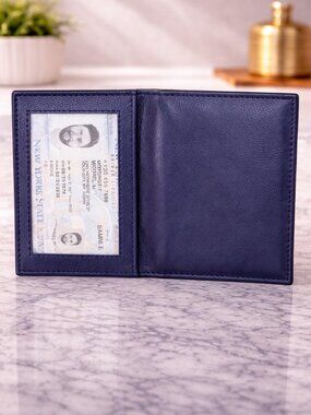 Genuine Leather Men Bifold Mini ID Holder Credit Card Case Organizer